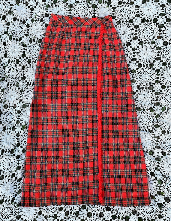 Vintage 1960s 1970s Lanz Original Red Plaid Wrap Styl… Gem