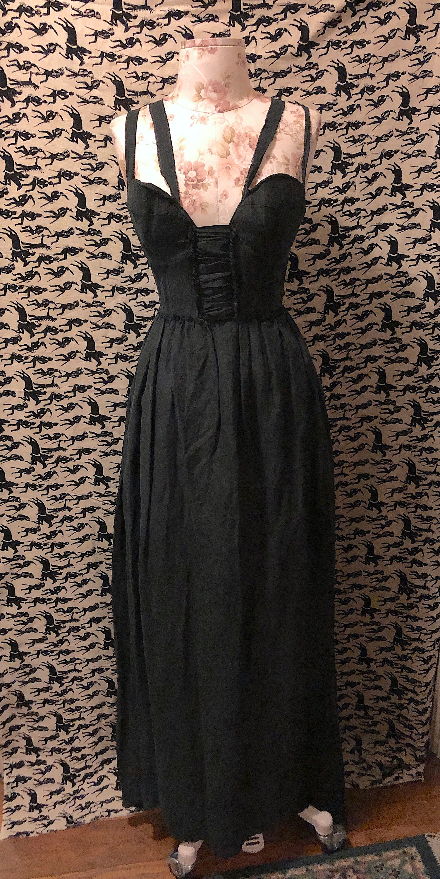 Vintage 1930s Style Black Silk Gown Remade Gown Avant Garde Maxi Greek  Goddess Gown Costume Cocktail Party Old Hollywood Theatrical Gown 