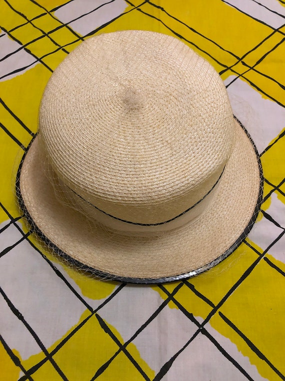 Vintage 1960s Black Straw Hat Originally Sold at Marthas Pleasant Hill