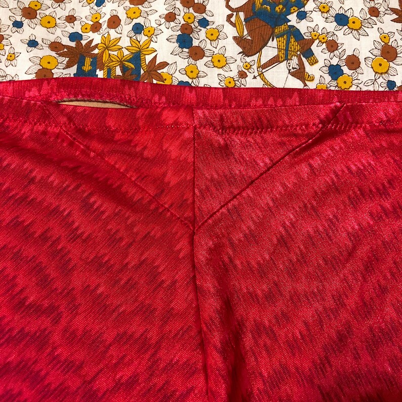 Vintage 1960s 1970s DeWeese Bikini Bottoms Swimsuit Bombshell Red and Pink Novelty Print Bathing Suit Bottoms Retro Pin Up High Waist