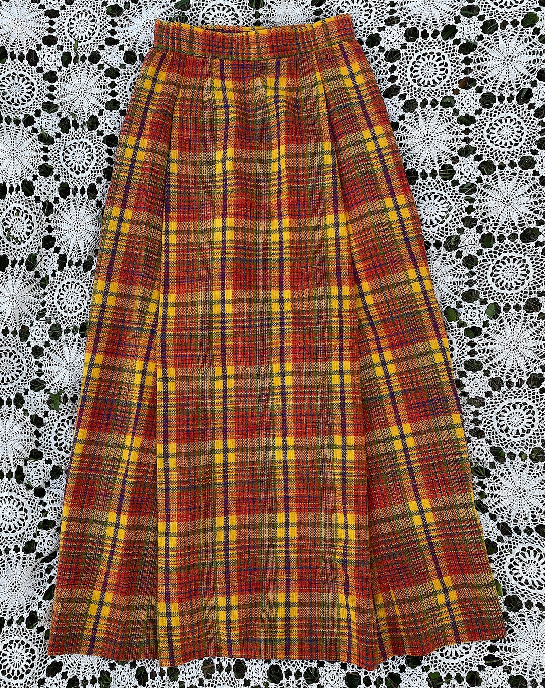 Vintage 1970s Young Traditions Fall Colors Plaid Maxi Skirt 70s Maxi ...