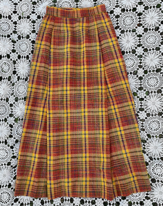 Vintage 1970s Young Traditions Fall Colors Plaid … - image 1