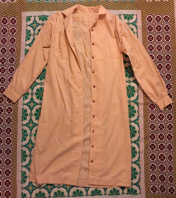 Vintage 1970s Peachy Brown Button Down Shirt Dres… - image 3