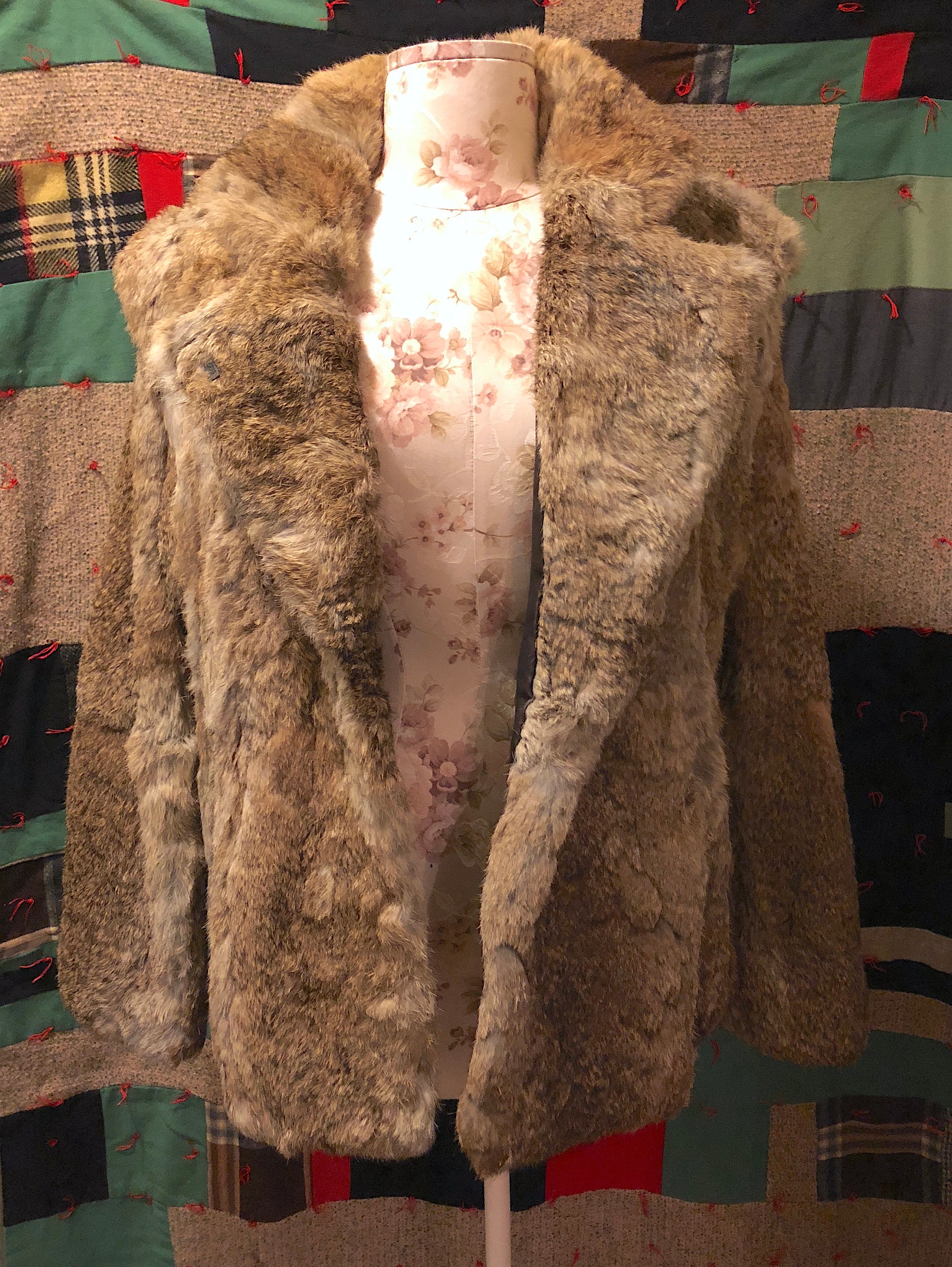 Vintage, 1980's, Fur Coat, Rabbit Fur, J.S.L. Ii, Creamy White, Jutted  Shoulders, Waist Length 