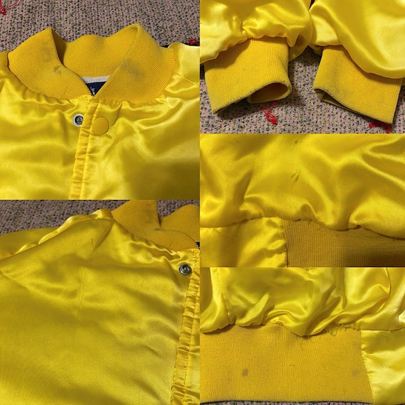 Vintage 1970s 1980s Yellow Satin Quilted BomberJa… - image 9