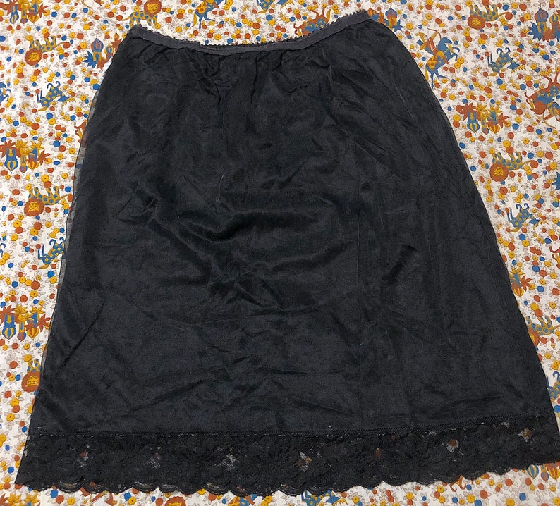Vintage 1960s 1970s Black Nylon and Lace Half Slip by Deena - Etsy