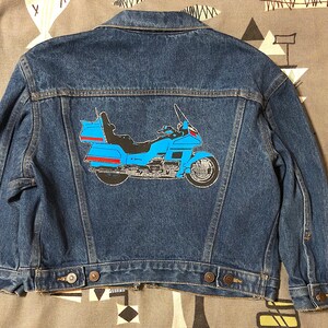 Vintage 1980s Denim Jacket Trucker Hipster Old School Jean Coat Unisex Kids Denim Jacket Designer Coat Screenprinted Coat Motorcycle