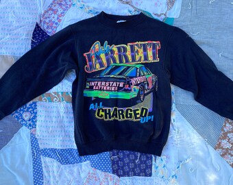 Vintage 1990s Dale Jarrett Interstate Batteries Racing Sweatshirt All Charged Up Graphic Sweatshirt Retro Unisex Nascar Collectible
