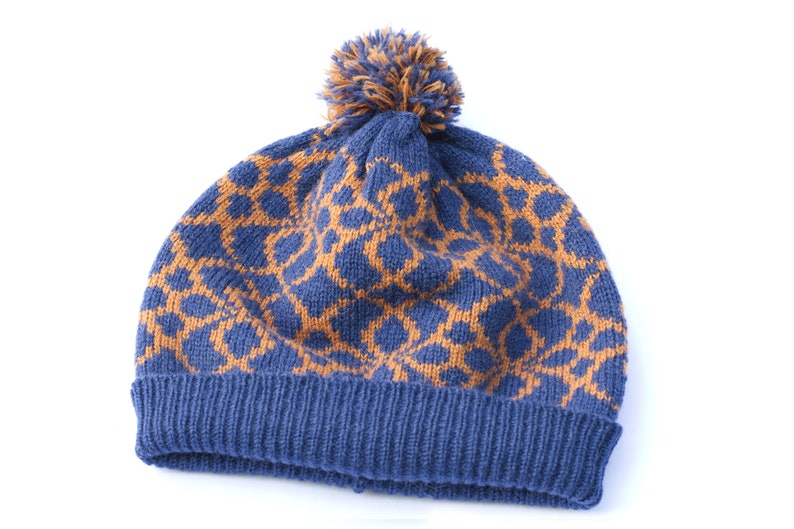 womens blue bobble hat