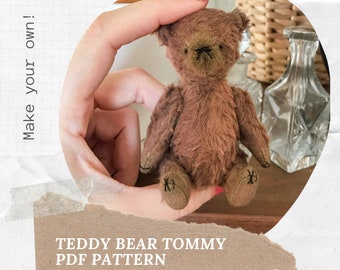 DIY stuffed teddy bear, Artist Teddy bear Pdf Pattern, Teddybear sewing pattern, Craft for adults - WITHOUT INSTRUCTIONS