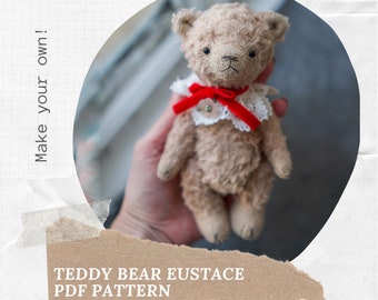 Stuffed bear Pdf Pattern - Teddybear Eustace, DIY an artist teddy bear - WITHOUT INSTRUCTIONS