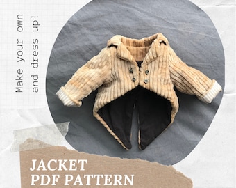 Teddy toy coat PDF Pattern, Instant download toy clothes sewing Epattern - WITHOUT INSTRUCTIONS