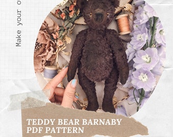 Teddy bear PDF Pattern - Teddybear Barnaby, Instant download artist bear sewing Epattern - WITHOUT INSTRUCTIONS