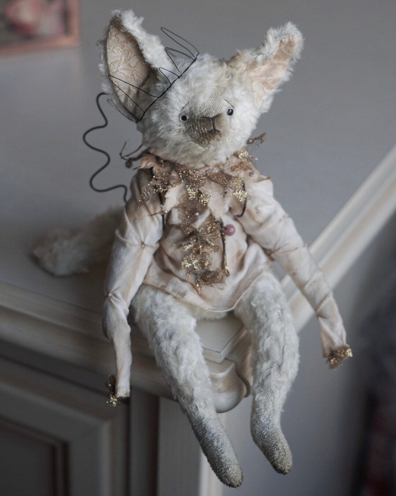 White stuffed cat toy Vintage artist teddy kitty Etsy