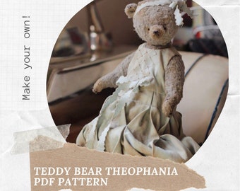 Bear plush pattern, Teddy bear sewing pattern, Bear Theophania - WITHOUT INSTRUCTIONS