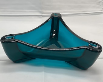 Vintage MCM 1960s Viking Large 9.75” Blue Triangle Cigar Ashtray