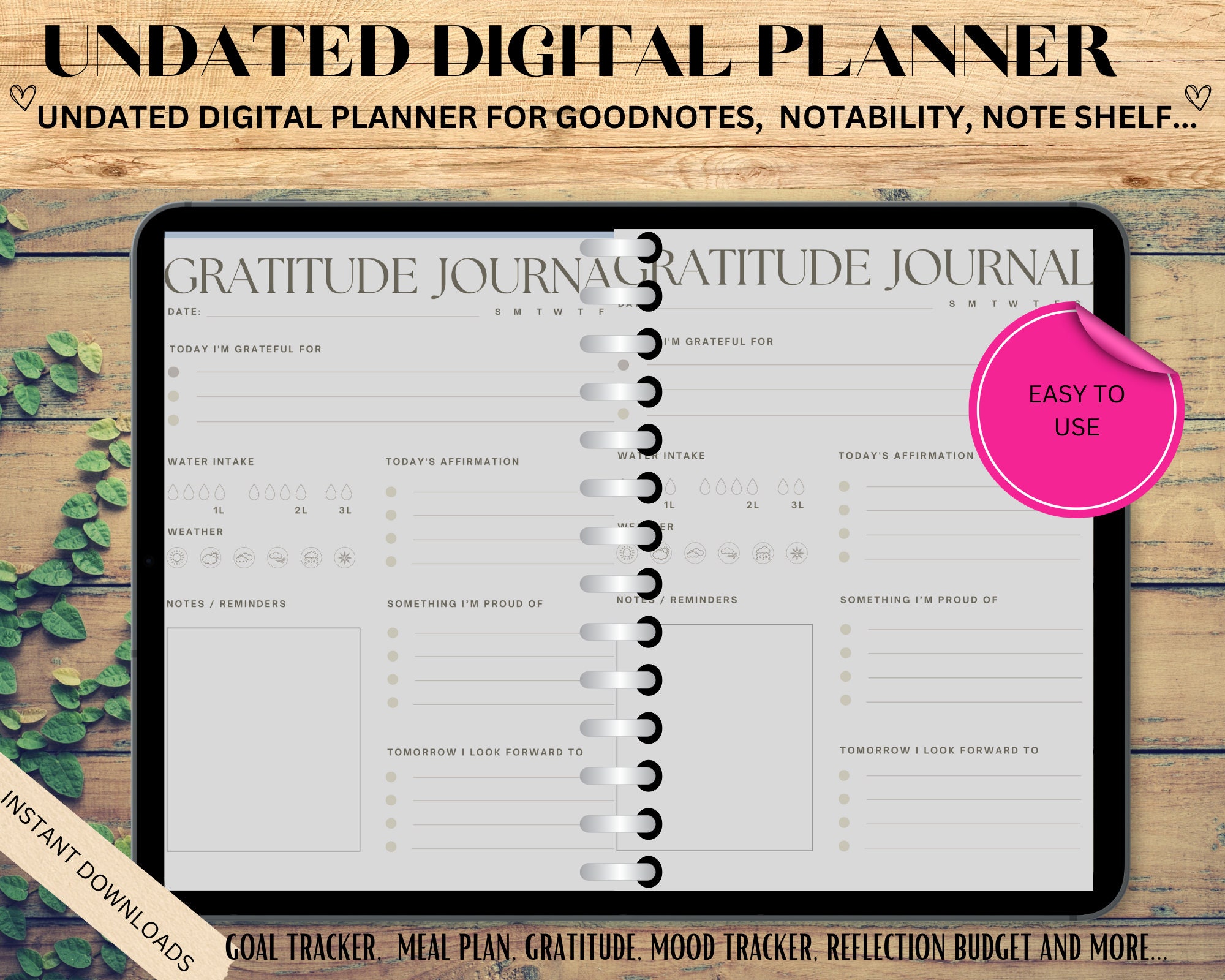 Simple and Minimal Printable Gratitude Journal, Printable Planner ...