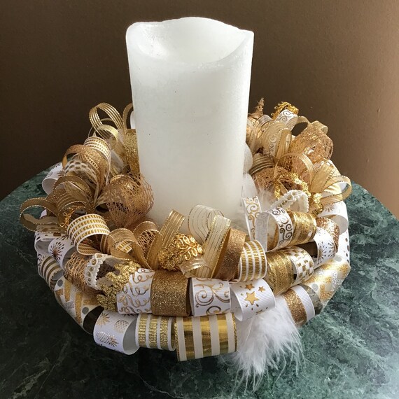 Gold and White Candle Ring 10 Etsy