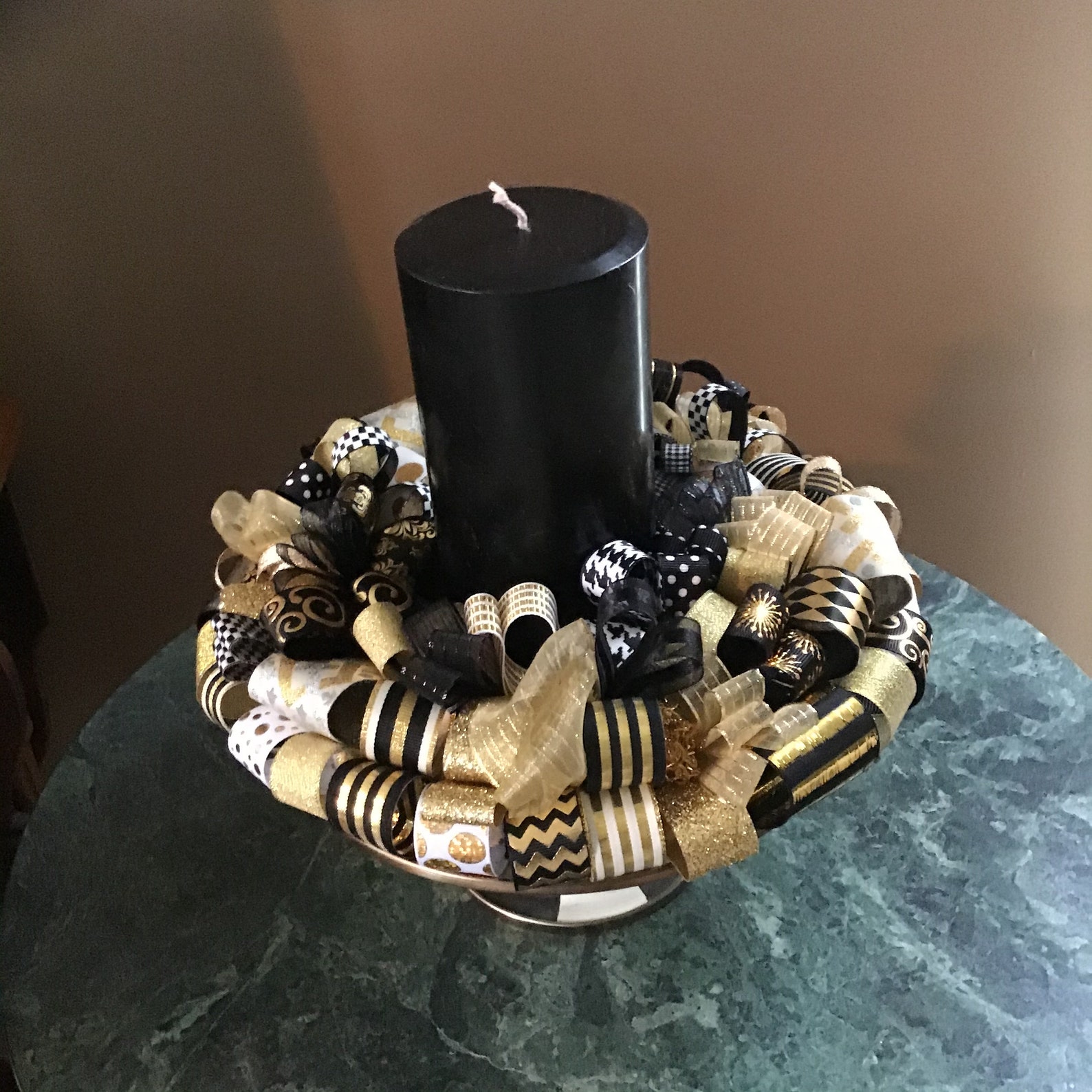 Black white and gold candle ring 10 Etsy
