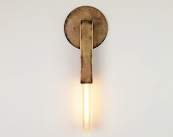 Modern Brass Sconce | Modern Steel Sconce | Brass Sconce | Black Sconce | Midcentury Sconce | Daikon Studio Lighting | Full Sconce