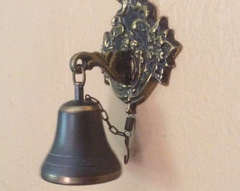 Vintage Bronze & Brass Metal Wall Mounted Door Bell / Chime Two Toned