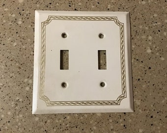 4 Vintage Sierra Ivory Ribbed Electrical Outlet Plate Covers D-8 Art DecoMid Century Modern Home or Office Remodel Hardware Four