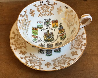 Paragon Canada Coat of Arms Tea Cup & Saucer Bone China Made in England