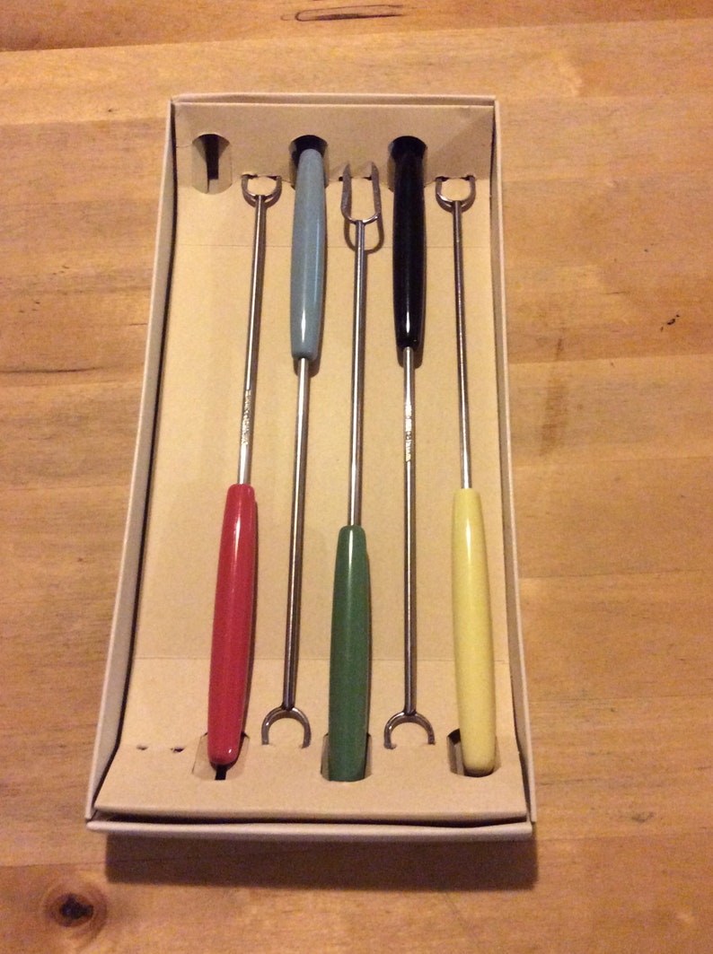 Fondue Party Mid-Century Perk Swiss Made Fondue Fork Set Party Accessory Dipping Forks