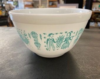 Pyrex Amish Boterprint Mengkom 401 Turquoise & Wit 1,5 Pint