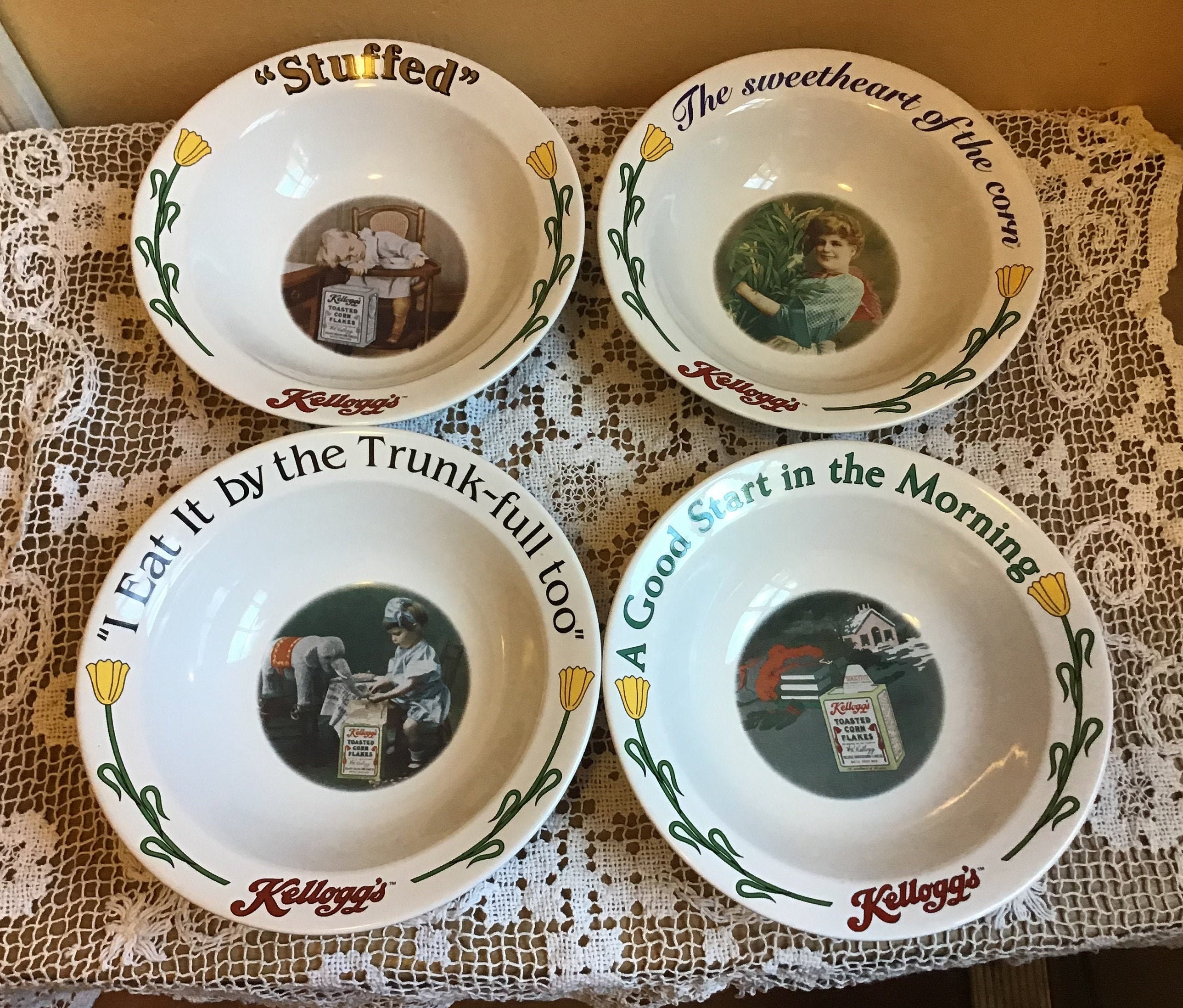 4 Kelloggs 1996 Collectible Ceramic Cereal Bowls Etsy