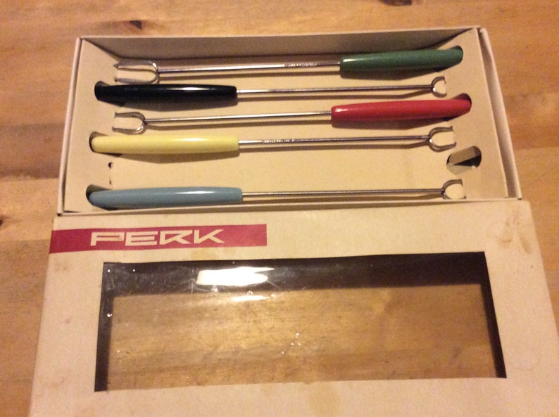 Fondue Party Mid-Century Perk Swiss Made Fondue Fork Set Party Accessory Dipping Forks