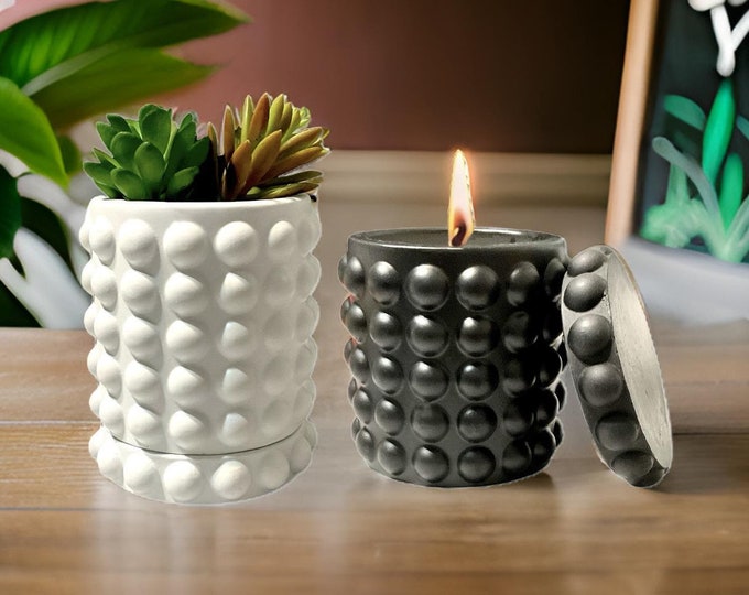 Nordic Bubble Vase and Candle | Ceramic Resin Cloud Vase | Stone Effect Neutral Decor