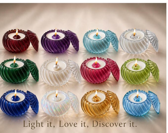 Birthstone Candle with Hidden Surprise | Sculptural Ribbed Resin Vessel, Jewel-Tone Finish