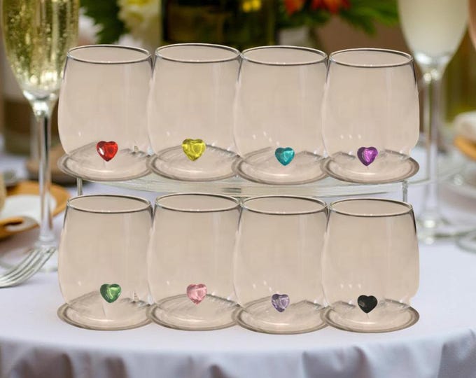 Heart Wine Glass Charms: Drink Markers, Wedding Reception Decor