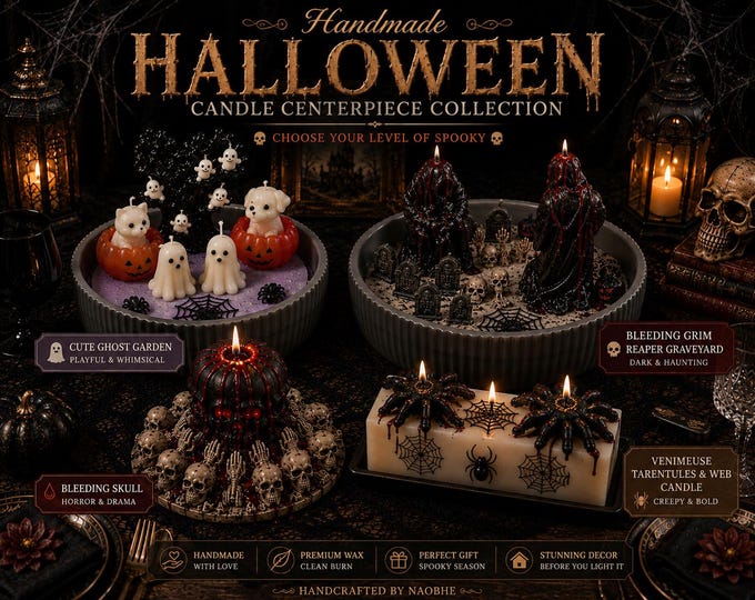 Ghost Halloween Candle Centerpiece, Cute Spooky Decor, Ghost Tree Candle, Pumpkin Cat Dog Halloween Decoration