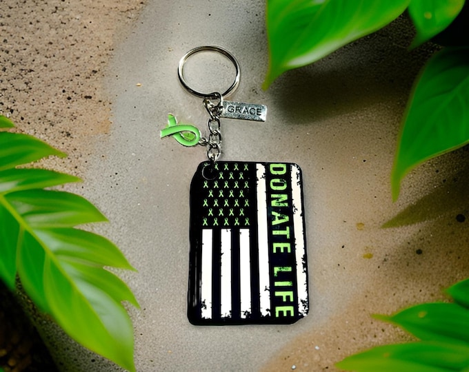 Sublimation “Donate Life” Keychain Gift for Transplant Survivors, Organ Surgery Recipients, Organ Donors