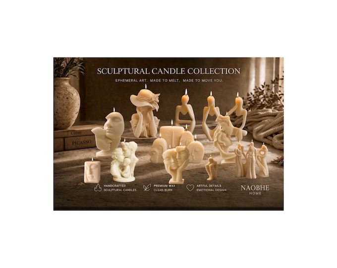Sculptural Face Figure Candles Collection | Minimalist Art Wax Decor