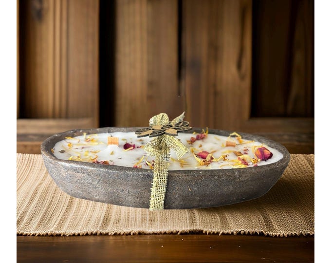 Rustic Pottery Style Candle: Soy Wax with Bamboo Wicks