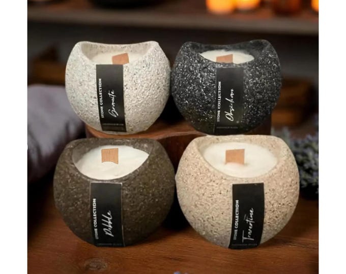 Handcrafted Stone Candle: Unique Home Decor