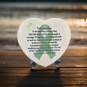 Sublimatietransplantatie Journey Hartvormige displaystandaard Cadeau voor overlevenden van transplantatie
