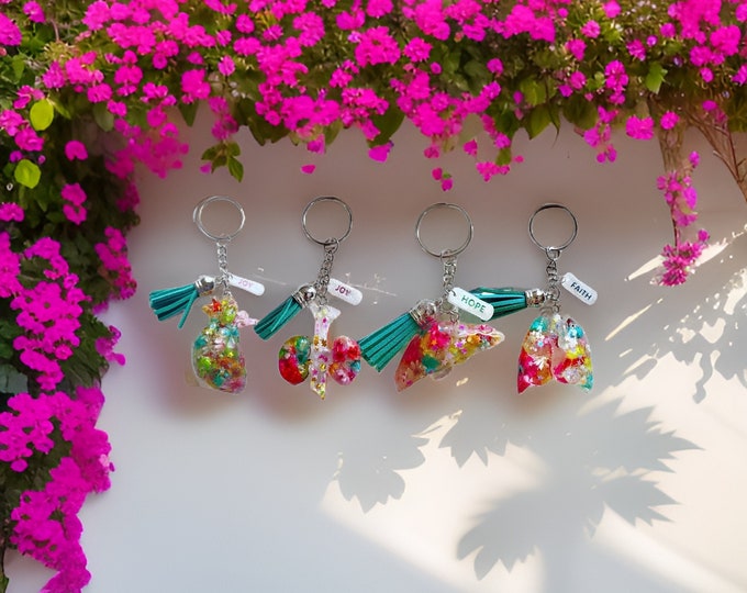 Flower Resin Organ Keychain: Transplant Survivor Gift