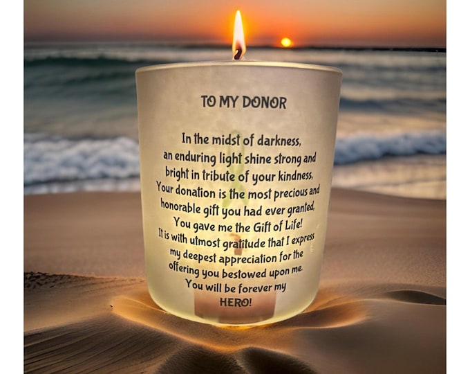 Sublimation « To My Donor » Candle for Transplant Survivors and Donors Awareness Gifts