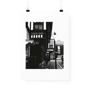 Black and white street photography print, England street wall art photo, bycicle Londond B/W