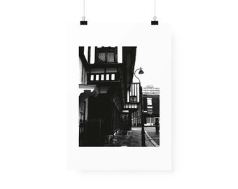 Black and white street photography print, England street wall art photo, bycicle Londond B/W