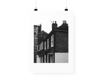 Black and white street photography print, England street wall art photo, bycicle Londond B/W