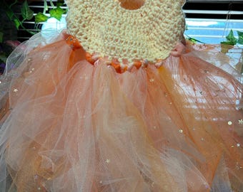 Peach orange OOAK tutu sparkly fairy dress 0-3 mo. Reborn baby