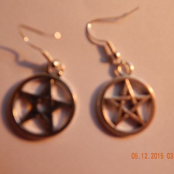 Pentagram or five 5 point star earrings