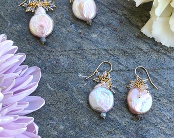 Pendientes grandes de perlas barrocas / Pendientes colgantes de perlas / Pendientes de perlas elegantes / Pendientes de perlas orgánicas / Pendientes de racimo de perlas / Perla Boho