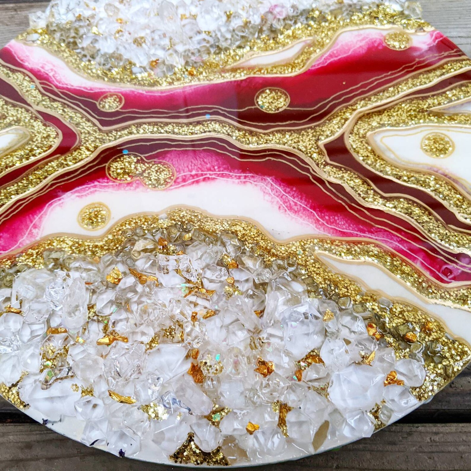 12 Round Red Resin Geode Wall art. Crystal geode art | Etsy