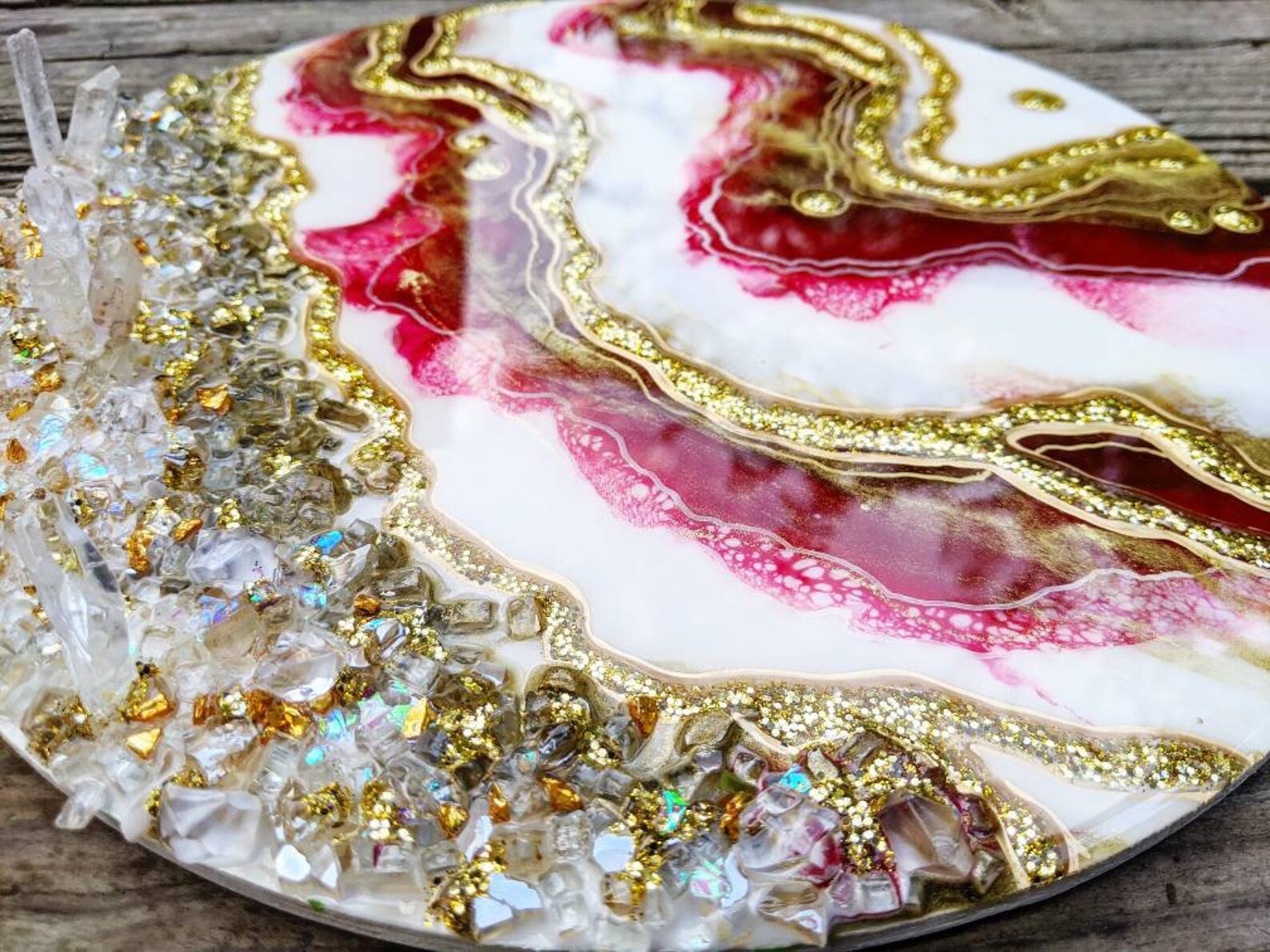 Red Resin Geode 12 Diameter Geode Resin Art Round | Etsy